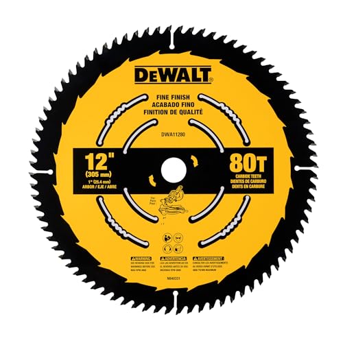 DEWALT 12 Inch 80T Carbide Circular Saw Blade, Fine Finish Saw Blade (DWA11280)