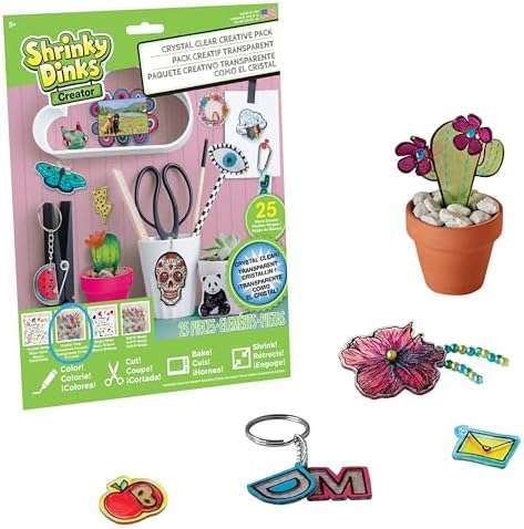 Shrinky Dinks Creative Pack, 25 Sheets Crystal Clear, Kids Art and Craft Activity Set, Kids Toys for Ages 6 Up by Just Play