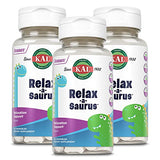 KAL Relax-a-Saurus, Stress Support Supplement for Kids, L-Theanine for Children with Herbal Stress Relief & Relaxation & Blend, Delicious Natural Grape Flavor, 60-Day Guarantee, 30 Chewables Pack of 3