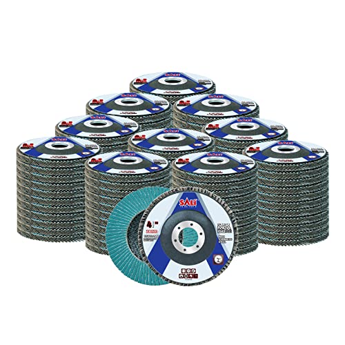 Sali 100 Pack Zirconia Flap Disc 120 Grit 4.5" x 7/8-Inch Sanding Disc Bevel Type #29 Premium and Industrial Grade Angle Grinder Grinding Wheel High Performance Edge Grinding