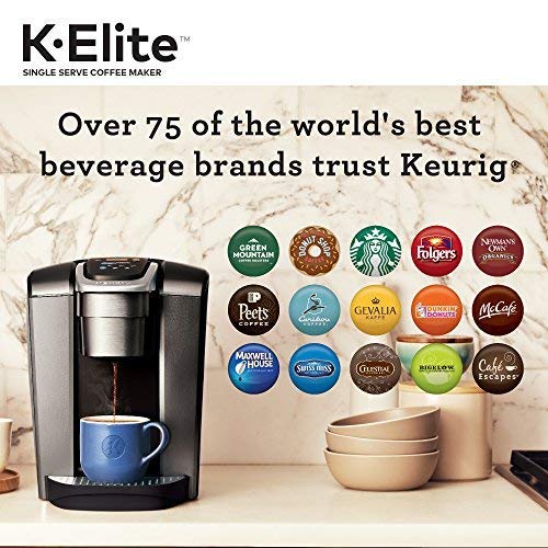 Keurig K-Elite Single Serve K-Cup Pod Coffee Maker, with Strength and Temperature Control, Iced Coffee Capability, 8 to 12oz Brew Size, Programmable, Brushed Slate