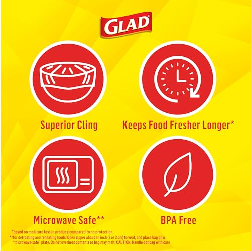 Glad Cling N Seal Plastic Food Wrap, 300 Square Foot Roll - 4 Pack (Package May Vary)