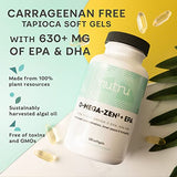 Nutru O-Mega-Zen3 +EPA Vegan Omega 3 Supplement - Fish Oil Alternative - Premium Marine Algal Based Omega-3 DHA and EPA Fatty Acids - Carrageenan Free - 120 Softgels