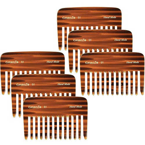 Giorgio G51 Wide Tooth Combs for Women Detangling Comb, Wide Teeth Pocket Comb for Thick Curly Wavy Hair. Hair Detangler Comb For Wet and Dry Everyday Care. Handmade, Saw-Cut and Hand Polished (3.75")