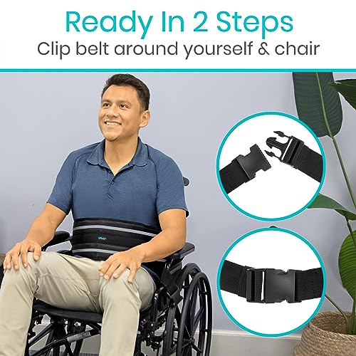 Vive Wheelchair Seatbelt - Safety Belt For The Elderly - Harness For Adults - Adjustable Straps For Chair/Bed Restraint - Patients Care - Falling out Prevention - For The Elderly, Pregnant & Paralyzed