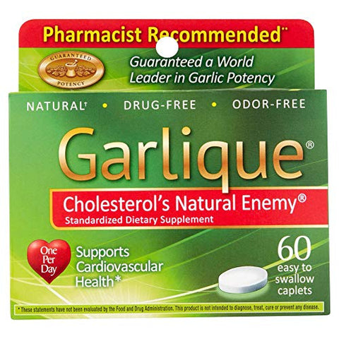 Garlique Healthy Cholesterol Formula with 5000 mcg of Allicin, 60 Enteric Coated Caplets (Pack of 3)