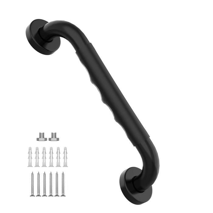 20 Inch Shower Grab Bar w/Anti Slip Rubber Grip, Munzong Black Stainless Steel Bathroom Grab Bar, Bathroom Balance Bar,Safety Handrail Support,Handicap Injury Elderly Senior Assist Bath Handle