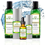 Tree of Life Vitamin C Brightening Complete 5-Pack: Serum (1 Oz), Moisturizer Cream (1.7 Oz), Eye Gel, (0.5 Oz), Toner (4 oz), Cleanser (4 oz), Renewing for Face, Clean Dermatologist-Tested Skin care