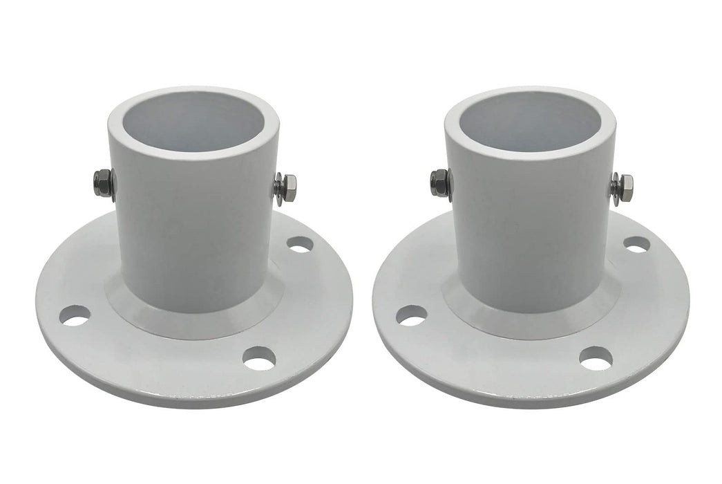 Poolzilla 2-Pack Deck Anchor Flange in White, Diameter of 1 7/8", Made of High Grade Cast Aluminum