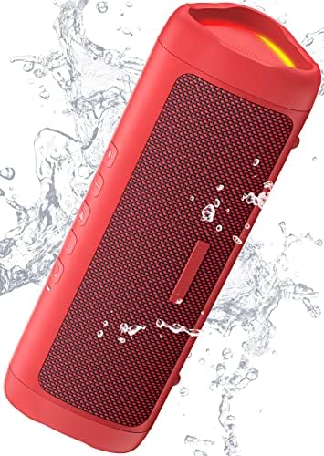 Bluetooth Speaker, IPX5 Waterproof Speaker with HD Sound, Up to 20H Playtime, TWS Pairing, BT5.3, Portable Wireless Speakers for Home/Party/Outdoor/Beach, Electronic Gadgets, Birthday Gift (Red)