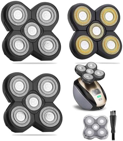 WAHFOX Universal 3 Pcs 5 Blades Shaver Heads for Head Shaver and Other Brands Head Shaver