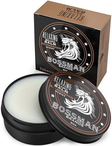 Bossman Relaxing Beard Balm - Beard Tamer, Relaxer, Thickener and Softener Cream - Beard Care Product - Made in USA (Stagecoach Scent)