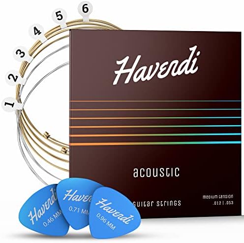 HAVENDI® Guitar Strings I Acoustic guitar strings with Phosphor Bronze Coating I Brilliant Sound Quality I Includes 3 Picks…