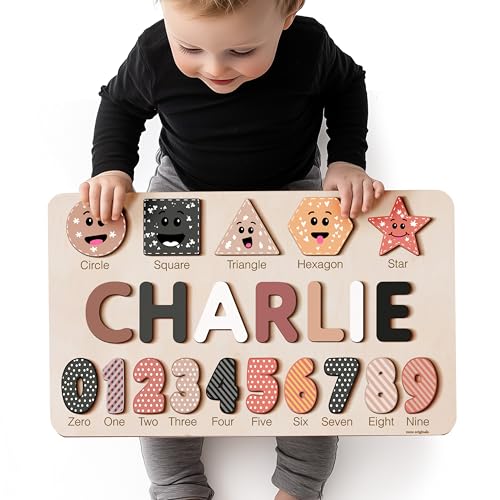 Puzzles for Toddlers Boy and Girl, Personalized Name Puzzle, 12 Month Toy, Gifts for 0 1 2 3 Years Old, Baby Gifts, Baby Shower, Christmas, New Baby Gift, 0 3 6 9 12 18 24 36 Months