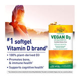 Country Life Vegan D3 5000 IU, 60 Softgels, Certified Gluten Free, Certified Vegan