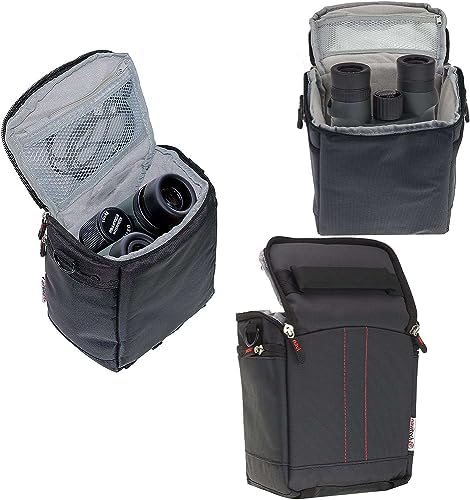 Navitech Black Protective Portable Handheld Binocular Case Travel Bag - Compatible With Nocs Provisions Standard Issue 8x25 Waterproof Binoculars