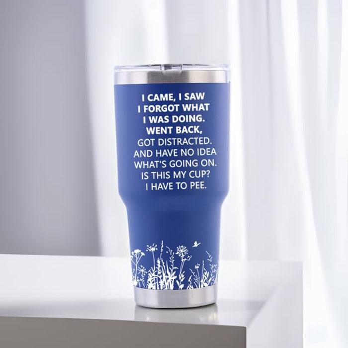 Eisfiel I Came I Saw I Forgot Tumbler, Funny Senior Citizens, 30oz Stainless Steel Tumblers Bulk, Funny Sarcasti Gifts for Elderly Grandma Grandpa Wife Husband for Retirement Birthday Gift Blue