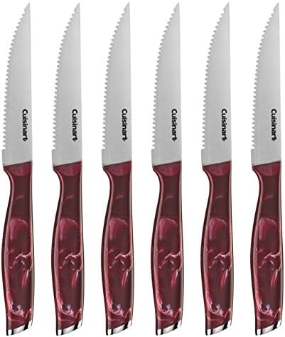 Cuisinart C77MB-6PSKR Marbled Collection 6-Piece Steak Knife Set, Red
