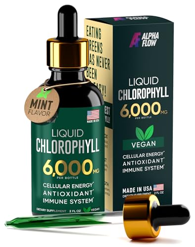 Chlorophyll Liquid Drops 6000 mg - Premium Liquid Chlorophyll Supplement - All-in-One Antioxidant for Immune Boost, Energy Increase, Digestion Support & Fast Detox - Non-GMO, Vegan