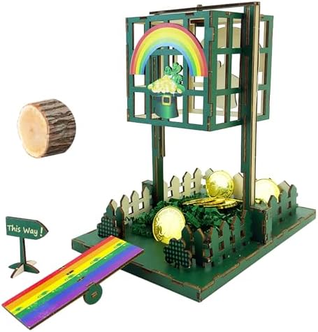 Vecacosic Leprechaun Trap Kit for Kids, Wood DIY How to Catch A Leprechaun Kit St Patricks Day Leprechaun Trap Decorations, Funny Leprechaun Trap Kit Supplies Toys Crafts Gift (B)
