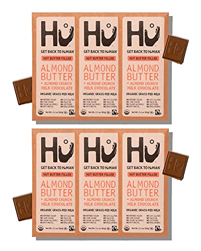 Hu Grass-Fed Milk Chocolate Bars Almond Butter Crunch | Natural Ingredients, Organic Milk, Gluten Free, Paleo, Non GMO, Fair Trade Delicious Chocolate | 6 Pack | 2.1oz Each