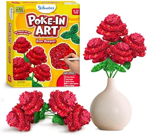 Skillmatics Poke-in Art - Rose Bouquet, Mess-Free Fun for Kids, DIY Craft Kits, Creative Activity, Gifts for Girls & Boys Ages 4, 5, 6, 7, 8, 9, 10, 11, 12