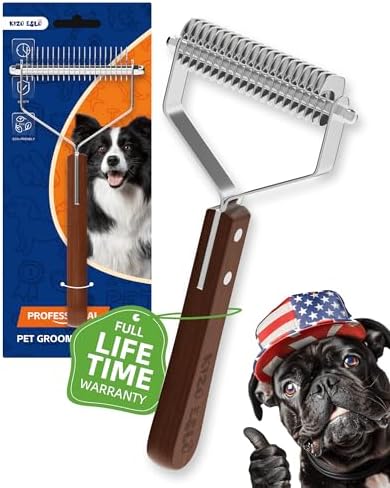 Dog Brush for Shedding 20 Blade Dematting Tool Pet Brush, Undercoat Rake for Large Medium Small Dogs and Cats, Shedding Dog Comb for Grooming, Premium Wood Handle, Efficiently Detangle and Groom Coats
