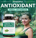 Green Tea Extract Capsules 98% with EGCG - 120 Count (Non-GMO) for Natural Metabolism Boost - Leaf Polyphenol Catechins - Antioxidant Supplement - Green Tea Pills - 1000mg (500mg per Capsule)