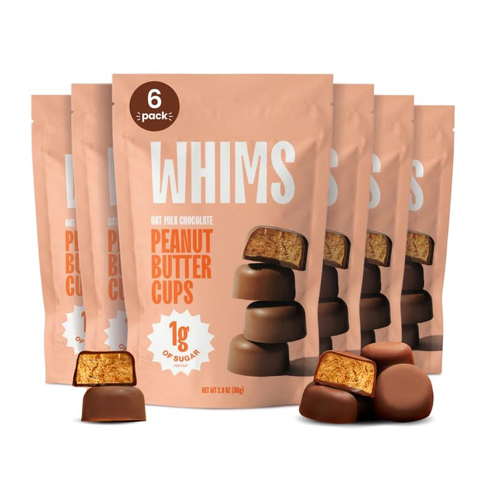 Oat Milk Chocolate Peanut Butter Cups - Healthy Vegan Peanutbutter Cups - Non-GMO&Gluten Free,No Palm Oil,Plant Based Low Sugar - Made with Dairy Free Chocolate - 6 Bags