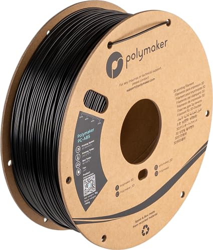 Polymaker PC-ABS Filament 1.75mm, Black Polycarbonate Filament 1.75mm Blend with ABS 1kg - Tough and Heat Resistant 1.75mm 3D Printer Polycarbonate Filament, Dimensional Accuracy +/- 0.03mm