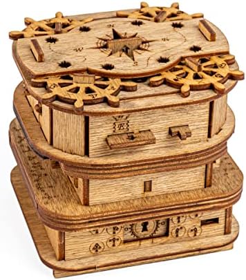 iDventure Cluebox - Davy Jones Locker - Escape Room Game - Puzzle Box - Gift Box - 3D Wooden Puzzle for Adults - Wooden Jigsaw - Brain Teaser - Birthday Gift Gadget for Men - Money Box