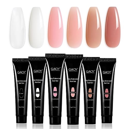 GAOY Poly Gel Set, Nail Extension Gel, 6 Colors Nude Pink Builder Gel Nail Enhancement Gel for Beginner & Professional Nail Art Salon DIY