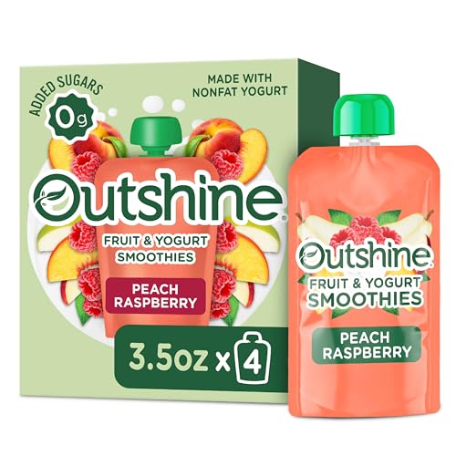 Outshine Fruit & Yogurt Smoothie Peach Raspberry, 4-Pack of 3.5oz Fruit & Yogurt Pouches