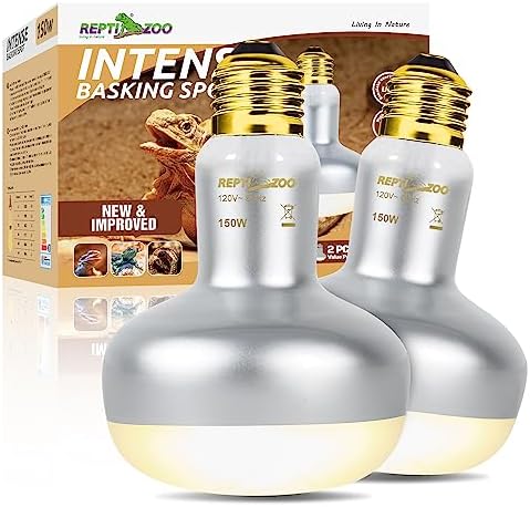 REPTI ZOO 2 Pack Heat Lamp 150W, Intense Basking Spot Simulated Natural Sunlight Heating Lamp Bulb, Heat Emitter UVA Heat Lamp Bulb for Reptile Chickens Pet Brooder