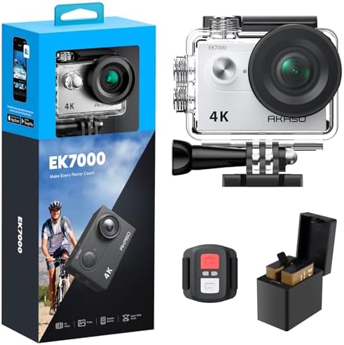 AKASO EK7000 4K30FPS 20MP WiFi Action Camera with EIS Ultra HD 131FT Waterproof Underwater Camera Remote Control 4X Zoom Support External Microphone