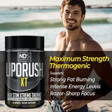 LIPORUSH NDS Nutrition XT - Super Concentrated Thermogenic with L-Carnitine & Teacrine for Shredding Fat - Supports Maximum Energy, Focus, Calorie Burning, Diuretic, Appetite Control (60 Capsules)
