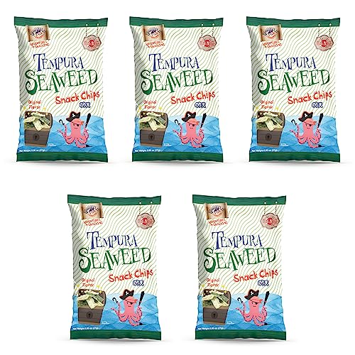 Swashbuckle Snacks Crispy Tempura Seaweed Snack Chips Original Flavor 0.95oz (27g) - 5pack, Made in Japan, Otsumami
