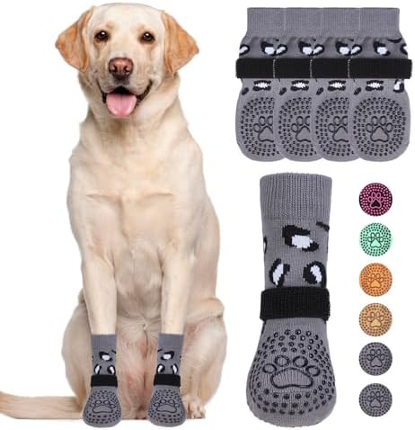 KOOLTAIL Dog Socks for Hot/Cold Pavement to Prevent Licking Paws,Dog Boots&Paw Protector for Hardwood Floors Anti Slip,Halloween Costumes Traction Control Grip Booties for Small Medium Large Dogs L
