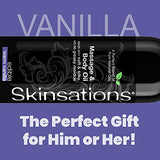 Skinsations - Massage Oil for Massage Therapy - Vanilla 16oz | Edible Blend of Sweet Almond Oil, Fractionated Coconut Oil, Grape Seed and Jojoba | Scented Body Oil Gifts for Him and Her