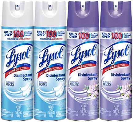 Lysol 2x19oz Crisp Linen + 2x19oz Early Morning Breeze Disinfectant Spray Bundle