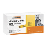 Vitamin C plus zinc ratiopharm – well combined. Highly dosed. Dietary supplement with vitamin C and zinc - the strong duo for your defense, 40 effervescent tablets