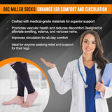 Doc Miller Premium Calf Compression Sleeve 1 Pair 20-30mmHg Graduated Support for Sports Running Circulation Recovery Shin Splints Varicose Veins (Black, Large)