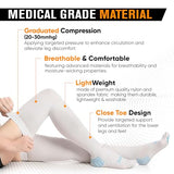 Doc Miller TED Hose Thigh High Anti Embolism Stockings for Women & Men, Hospital Style Surgical Stockings, Plus Size White Compression Socks 15-20mmHg, Support Hose with Inspection Hole Large