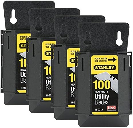 4 Pack of Stanley 11-921A 1992 Heavy Duty Utility Blades w/Dispenser 100 blades per Package
