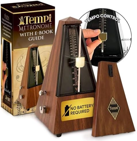 Tempi Metronome for Musicians - Mechanical Metronome for Piano, Metronome for Guitar/Violin or Metronome Music for Adults and Kids (Plastic Brown Grain Veneer)