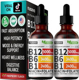 (2 Pack) Vitamin B12 Liquid Drops, Vitamin B Complex, Vegan B12 Sublingual 5000 mcg with Vitamin B6, Liquid B12 Methylcobalamin Supports Energy, Brain & Heart with 27,200 mcg Per Serving, 80 Servings