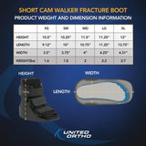 United Ortho USA14011 Short Cam Walker Fracture Boot, Extra Small, Black