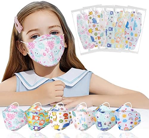 60PCS KF94 Kids Disposable Face Mask, Disposable Individually Packaged Masks, Fish Mouth Type 4-Ply Breathable Mask (Kids)