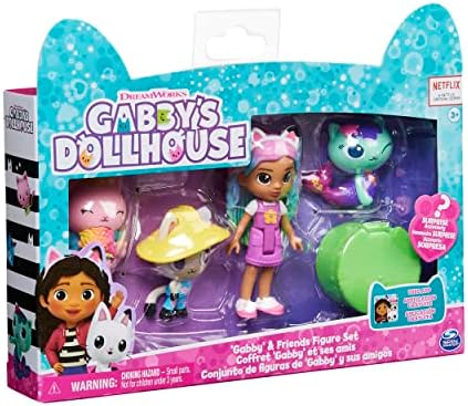 Gabby's Dollhouse, Gabby and Friends Figure Set with Rainbow Gabby Doll, 3 Toy Figures and Surprise Accessory Kids Toys for Ages 3 and up