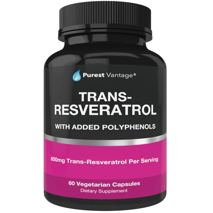 Resveratrol Supplement - Potent 1400mg Formula with Trans Resveratrol, Quercetin, Grape Seed, Green Tea, Acai and Red Wine Extract - 60 Veggie Capsules